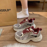 2025 Autumn/Winter New Thick-Soled Versatile Casual Shoes for Women, Slimming Dad Shoes, Gray Sneakers, Cotton Shoes
