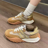 Women's Spring Thick-Soled Dad Sneakers, Color-Blocked Platform Waffle Shoes, Versatile Soft-Soled Casual Shoes for Women