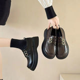 Women's Small Leather Shoes British Style 2024 Summer New All-match Thick-soled Loafers Slip-on Mary Jane Shoes