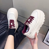 8cm Height-increasing Thick-soled Shoes Leather White Shoes Women's 2025 Spring New All-match Platform Shoes Casual Comfortable Board Shoes