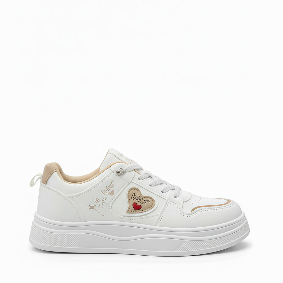 Women’s Cute Bunny Heart White Sneakers – Soft & Comfortable Daily Wear