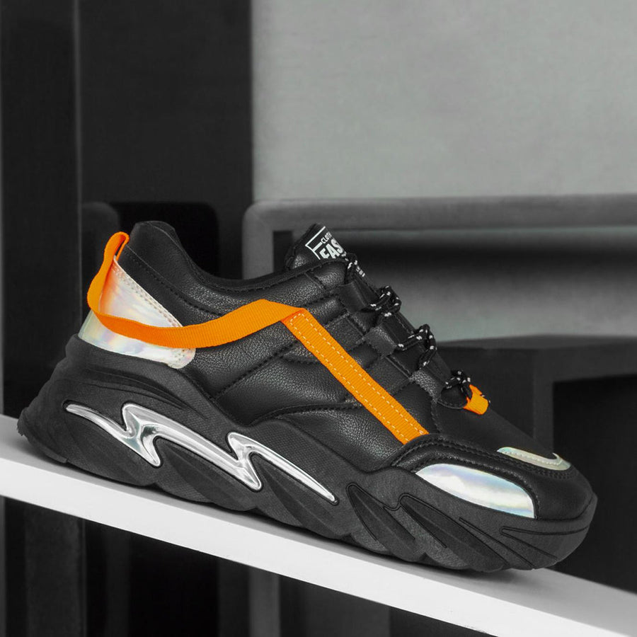 Orange strap high sole sneaker