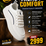 Women's White Platform Sneakers – Casual Chunky Sole Lace-Up Shoes
