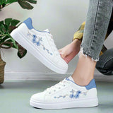Fashion Embroider Breathble Vulcanized Shoes Women Sneakers Pu Leather Platform Shoes Women Lace Up Casual Shoes 544srf5🌿