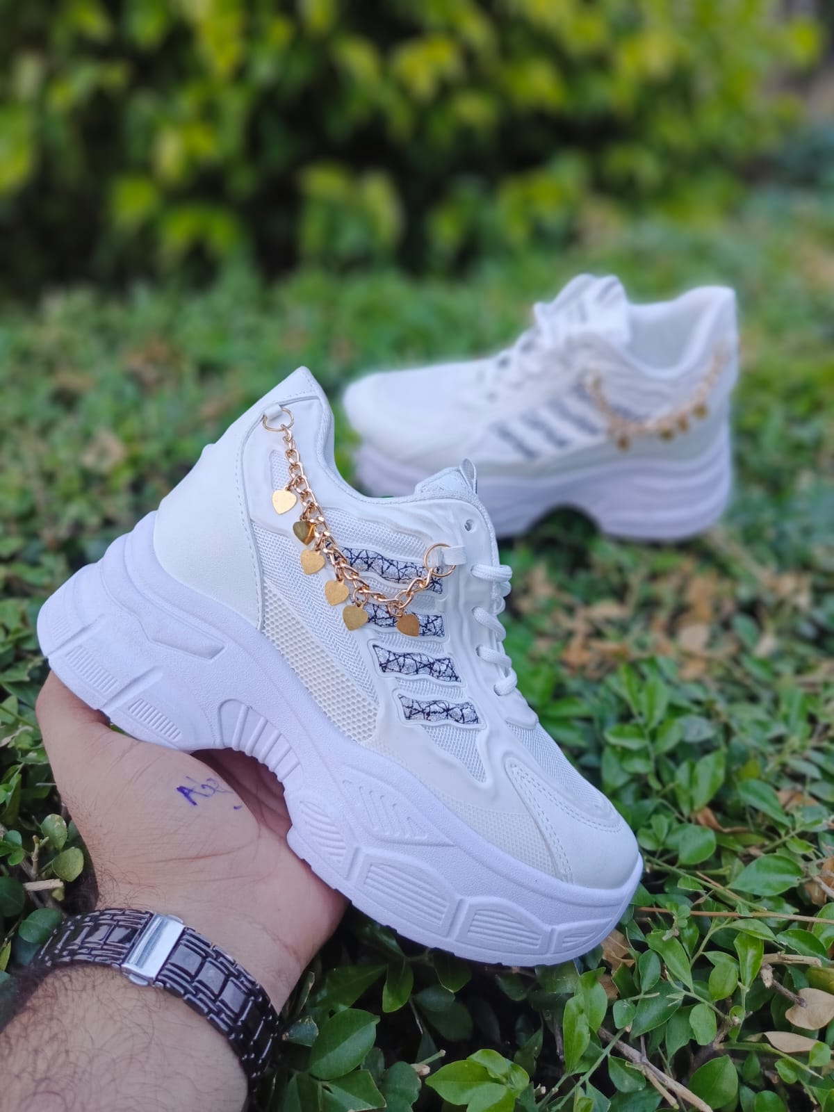 2025 Chunky Sneakers with Golden Charm – Premium Street Style for Women