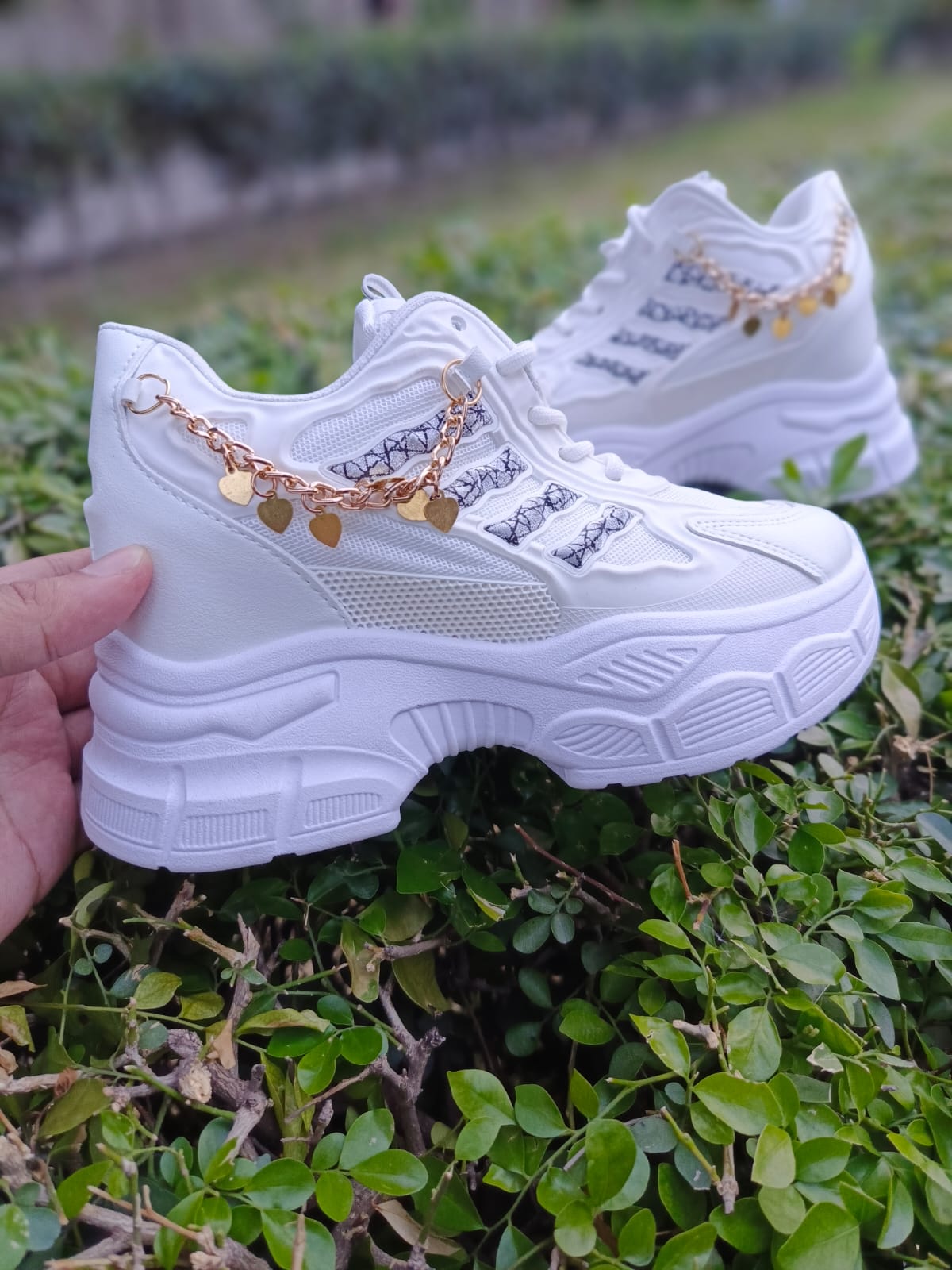 2025 Chunky Sneakers with Golden Charm – Premium Street Style for Women