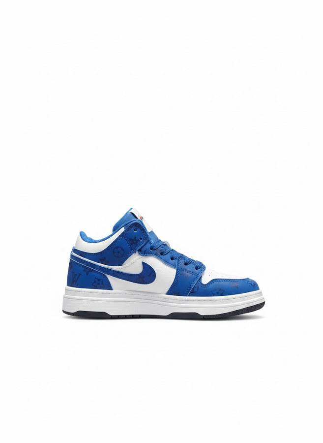 Blue & White High-Top Chunky Sneakers – Street Style Casual Shoes