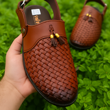 Premium Handcrafted Woven Peshawari Sandal – Classic Brown❤