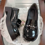 Black Cat Slip-On Leather Mary Jane Shoes