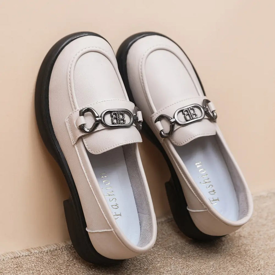 Black British Style Women's Thick Loafers Spring Summer