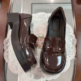 Black Cat Slip-On Leather Mary Jane Shoes
