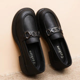 Black British Style Women's Thick Loafers Spring Summer