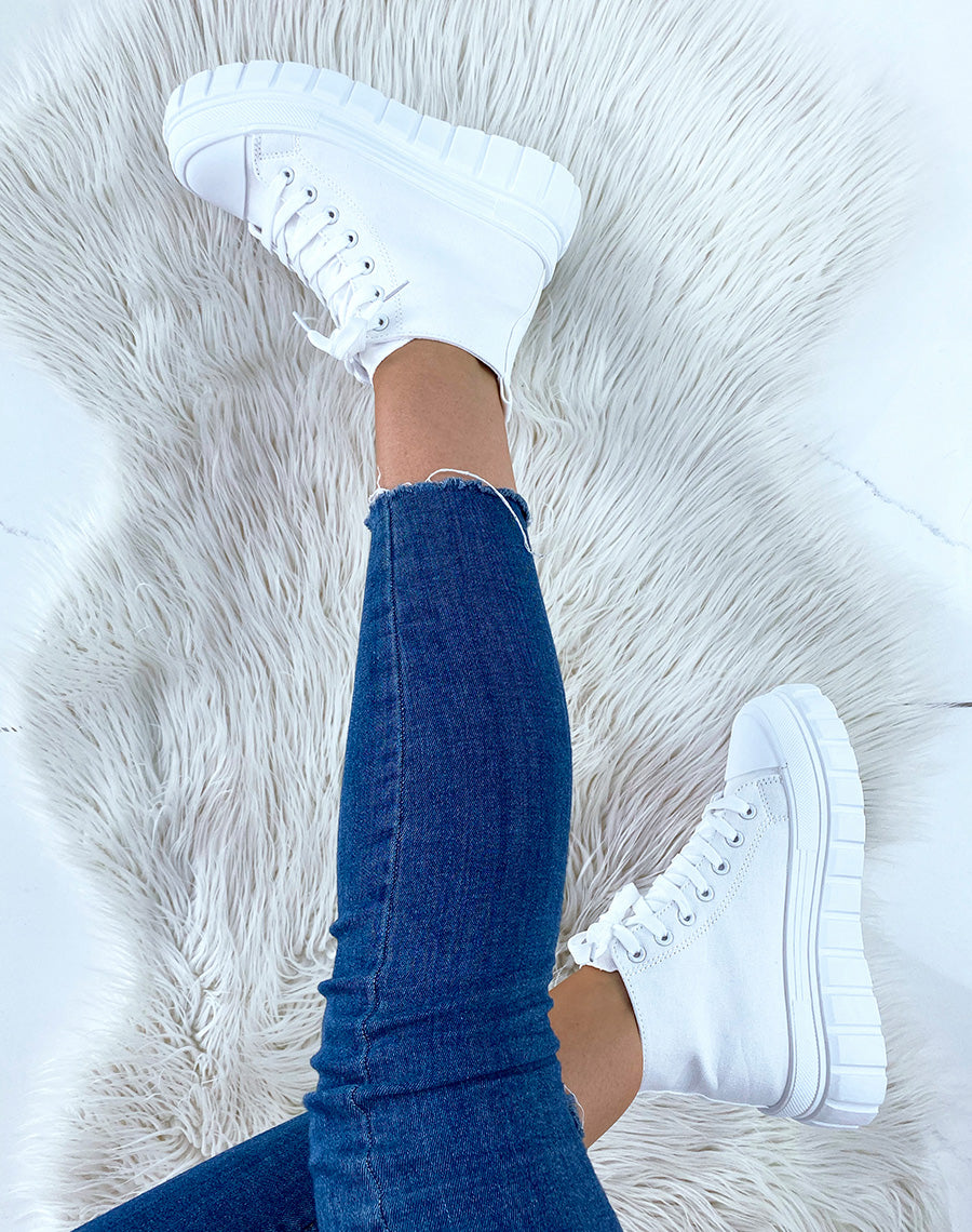 Thick white sale sneakers