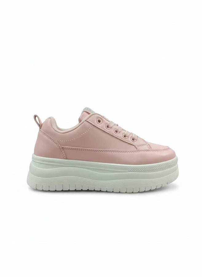 Pink Plain Platform Sneakers for Women – Minimal Chunky Casual Shoes