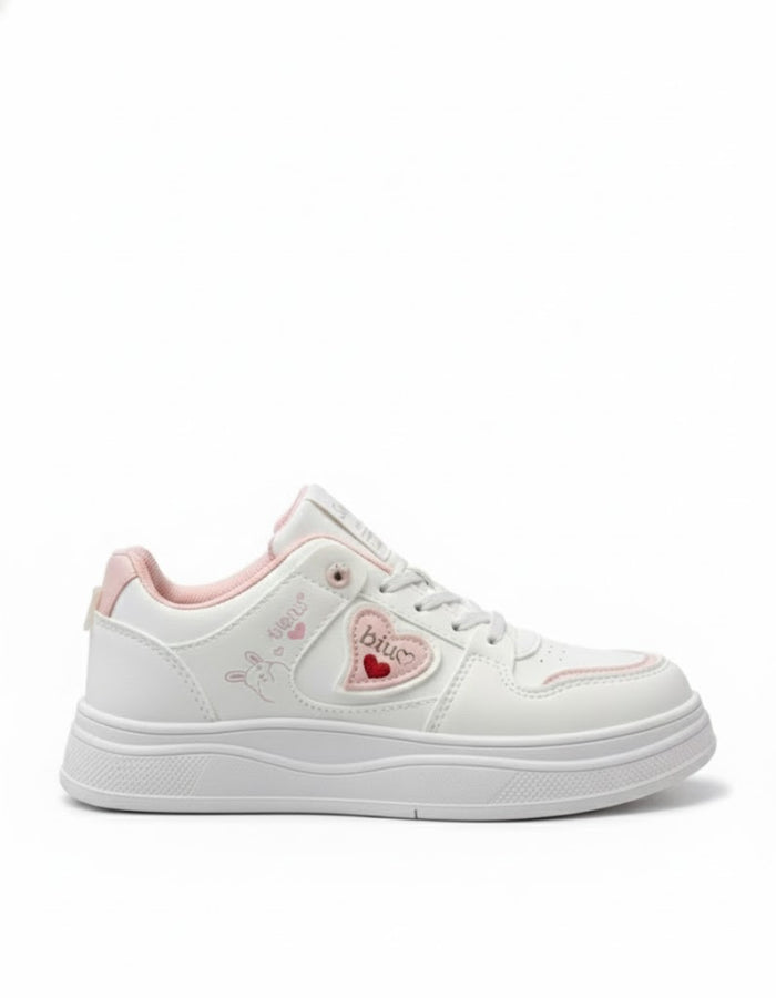 Women’s Cute Bunny Heart White Sneakers – Soft & Comfortable Daily Wear