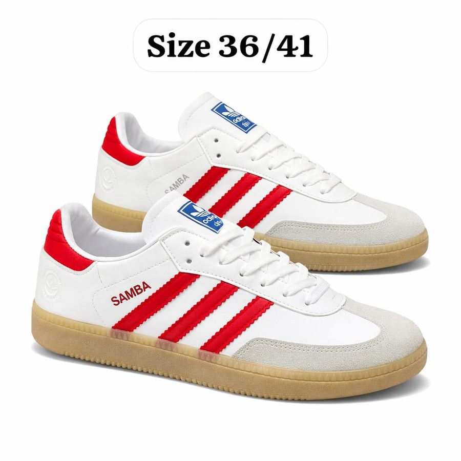 White Red Casual Sneakers for Men & Women – Samba Style