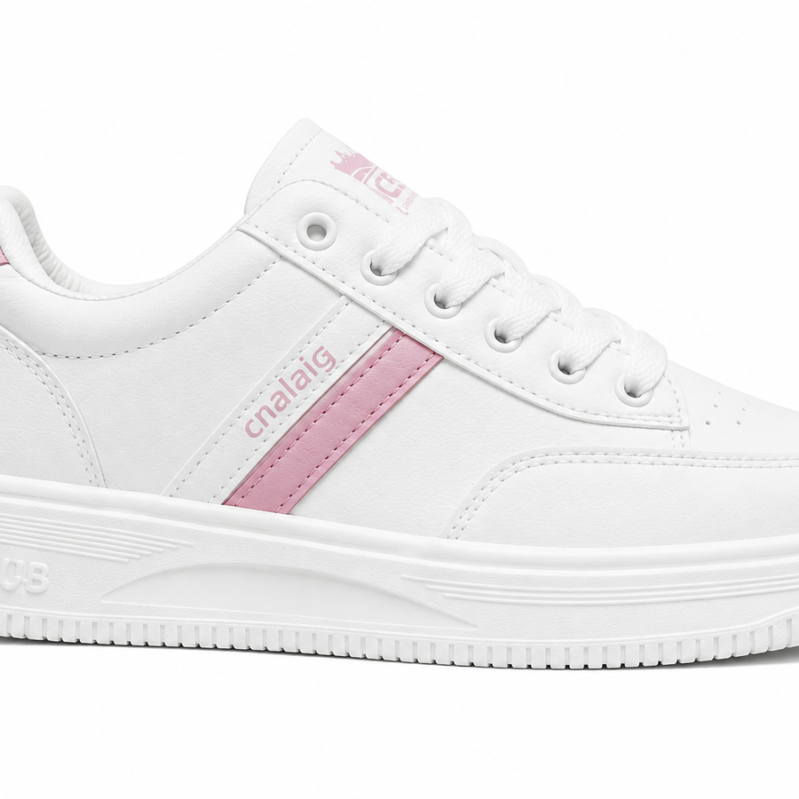 White & Pink Women’s Casual Sneakers – Stylish Everyday Footwear