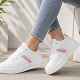 White & Pink Women’s Casual Sneakers – Stylish Everyday Footwear