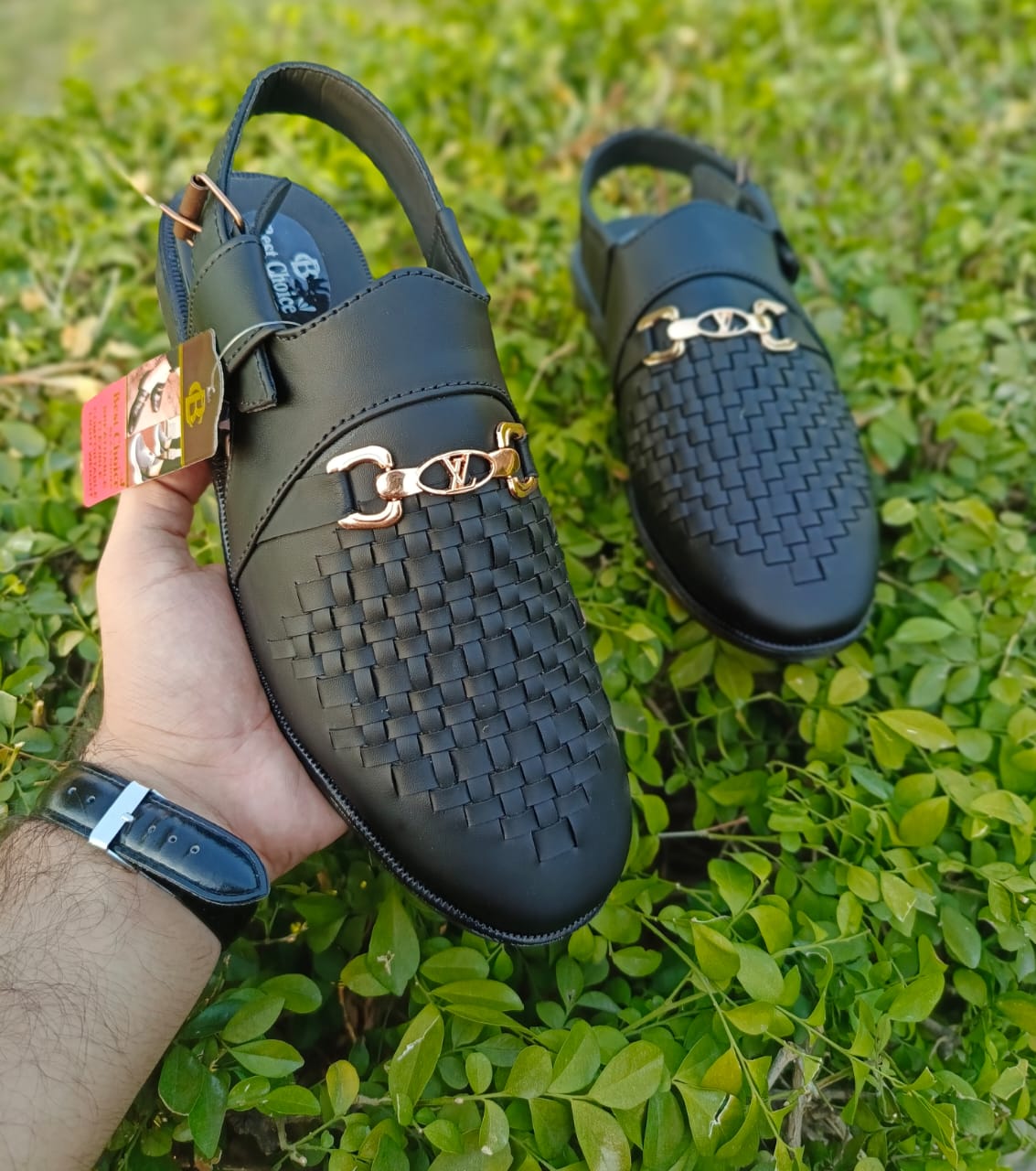 Premium Handcrafted Woven Peshawari Sandal – Classic Black❤