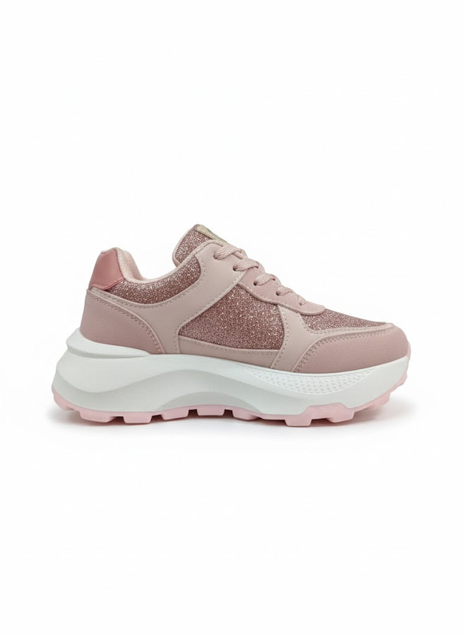 Pink Glitter Chunky Sneakers for Women – Sparkly Casual Platform Shoes