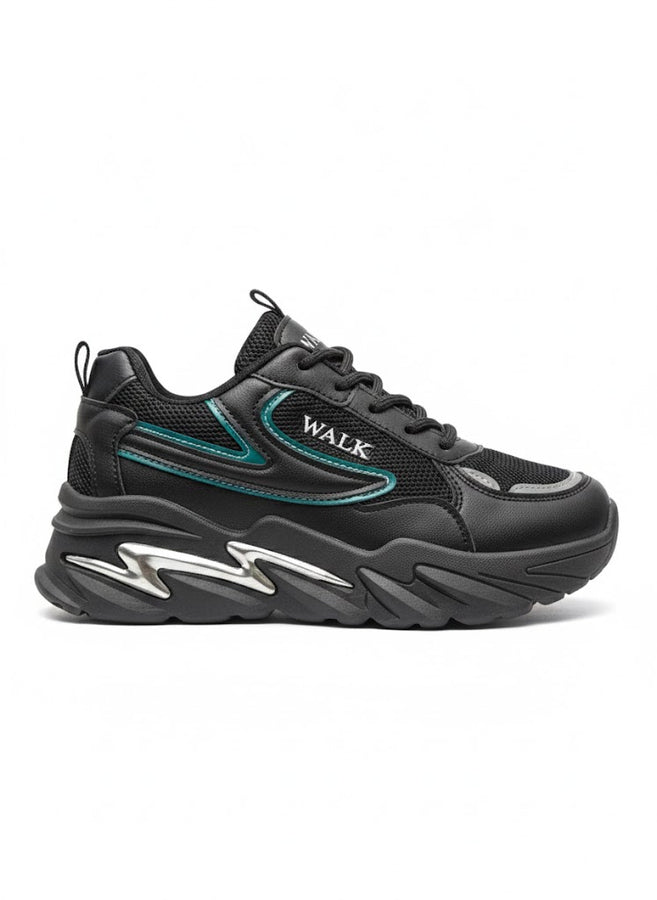 Black WALK Chunky Sneakers for Women – Sporty Platform Walking Shoes