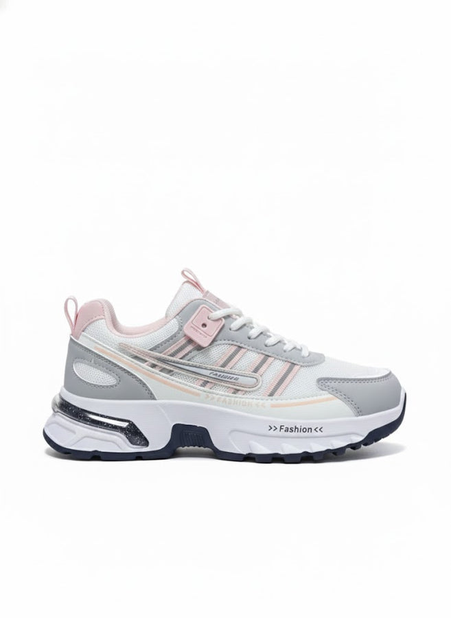 Grey & Pink Chunky Sneakers for Women – Sporty Fashion Casual Shoes