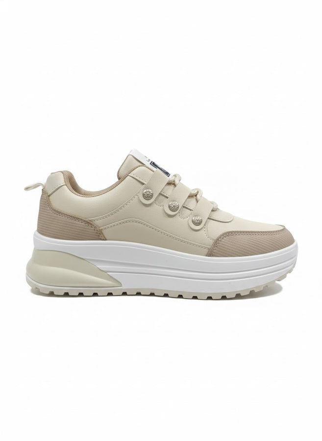 Beige Platform Sneakers for Women – Sporty Chunky Casual Shoes