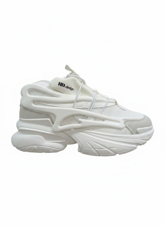 All White Futuristic Chunky Sneakers for Women – Premium Platform Casual Shoe