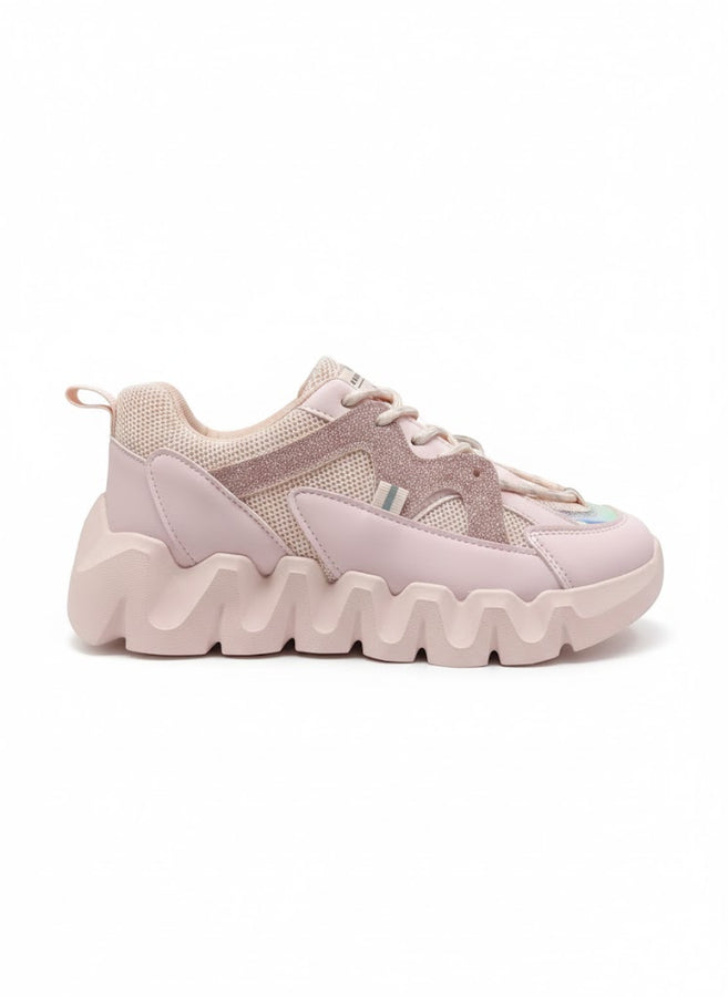 Soft Pink Chunky Sneakers for Women – Sporty Casual Platform Shoes