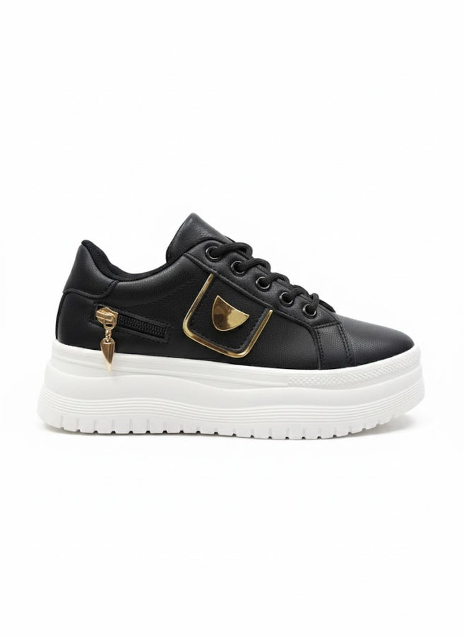 Platform Sneakers for Women – Trendy Chunky Casual Shoes with Gold Detail