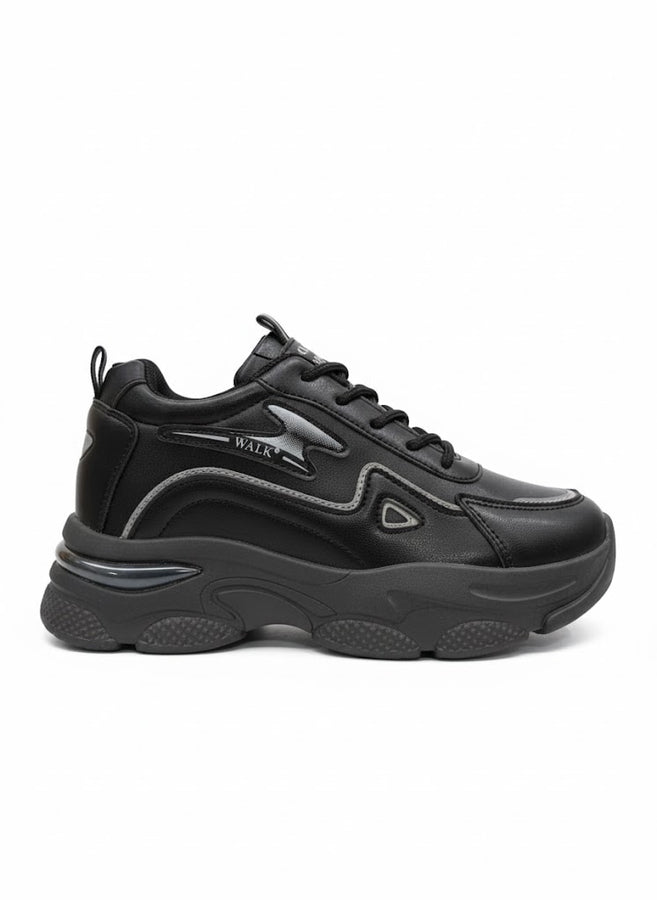 All Black WALK Chunky Sneakers for Women – Comfortable Casual & Walking Shoes