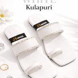 Stylish white kulapuri for women with elegant strap design