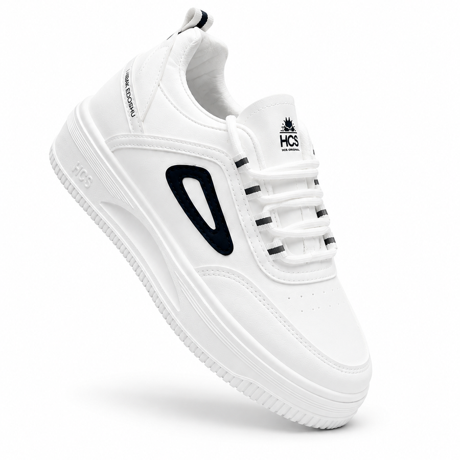 White premium women's sneakers with soft sole and stylish casual design.